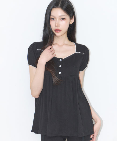 SHIRRING TOP BROWN - 4 COLORS BLACK
