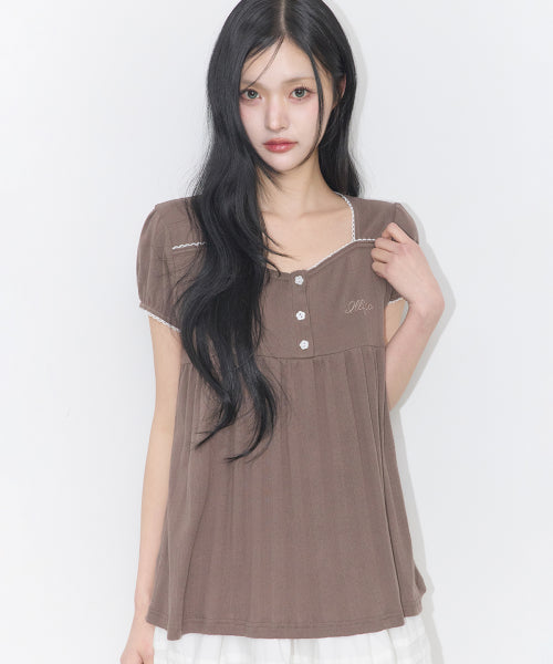SHIRRING TOP BROWN - 4 COLORS BROWN