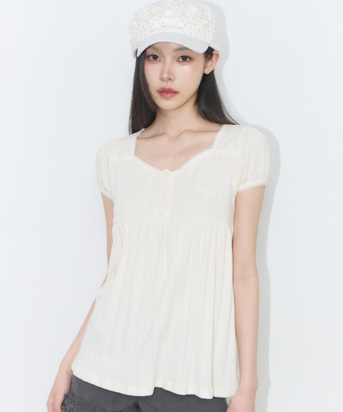 SHIRRING TOP BROWN - 4 COLORS CREAM