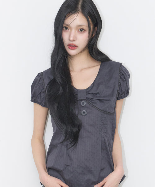 COLLAR BLOUSE - 4 COLORS CHARCOAL