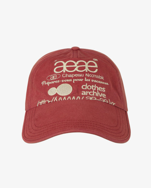 WEB LOGO WASHED 5 PANNEL BALL CAP - 4 COLORS RED