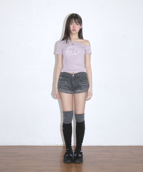 FOLD DENIM SHORT PANTS - 2 COLORS