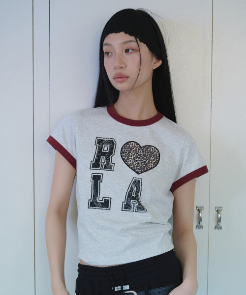 I LOVE ROLA PATCHWORK RINGER T-SHIRT - 3 COLORS #WONYOUNG同款! M/GRAY(紅袖)
