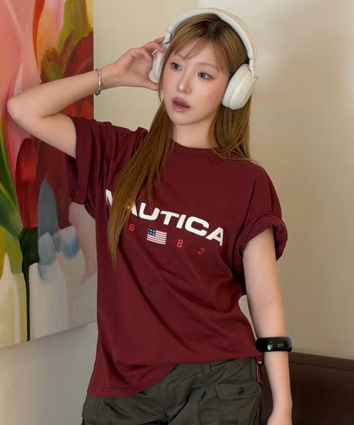 83 FLAG LOGO T-SHIRT - 4 COLORS BURGUNDY