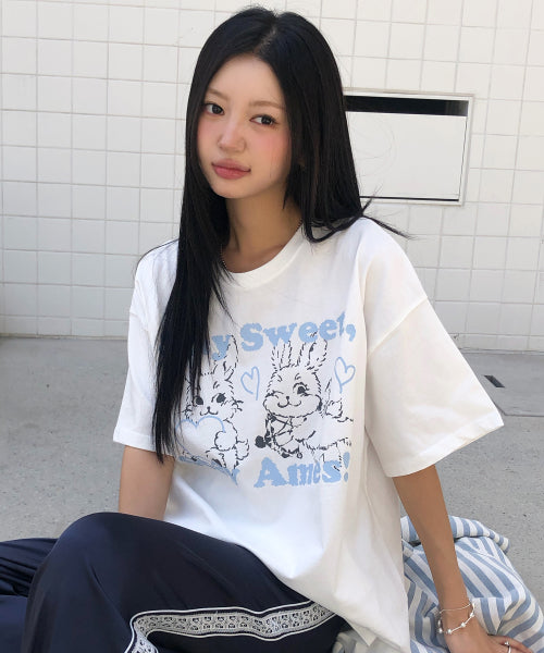 SWEET RABBIT TEE - 2 COLORS WHITE