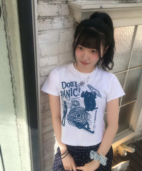 DON’T PANIC ROUND CROP TEE - 2 COLORS