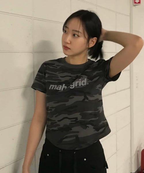 CAMO PATTERN BASIC LOGO CROP TEE - 2 COLORS