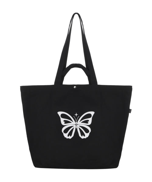 BUTTERFLY GRAPHIC CANVAS BAG OATMEAL - 2 COLORS BLACK
