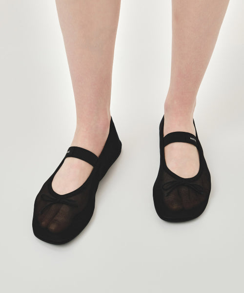 W MESH BANDING FLAT SHOES - 2 COLORS BLACK