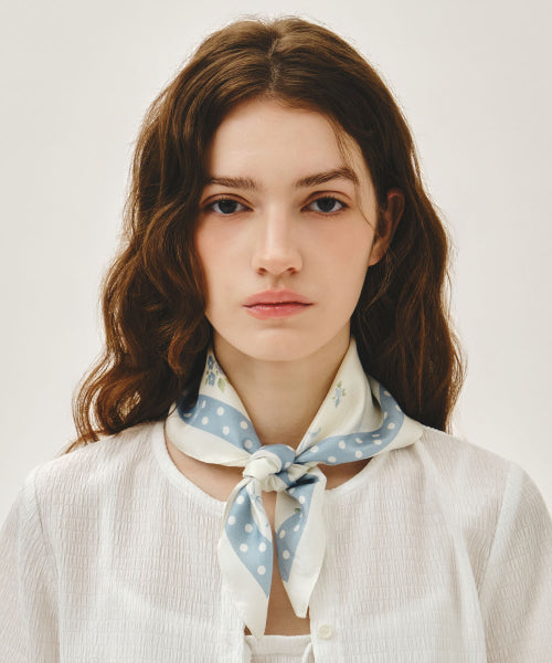 SUMMER PATTERN SILK SCARF - 2 COLORS IVORY