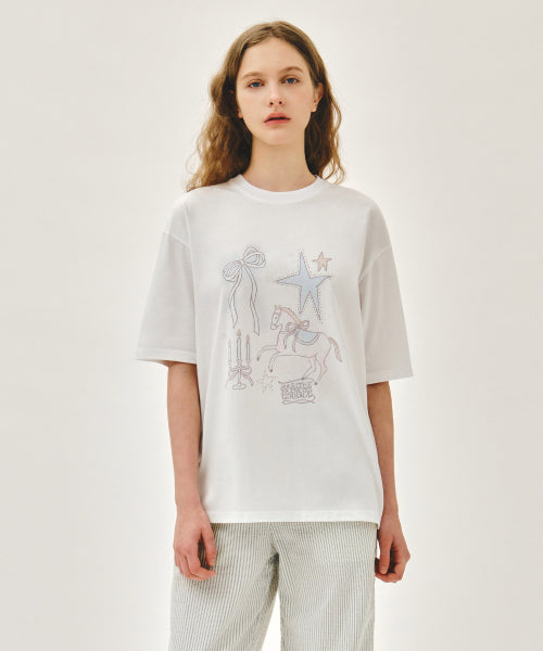W UNICORN GRAPHIC OVERSIZED TEE - 2 COLORS WHITE