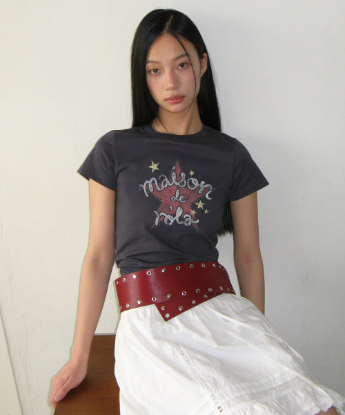 ROLAROLA MAISON DE ROLA STAR GRAPHIC T-SHIRT CHARCOAL