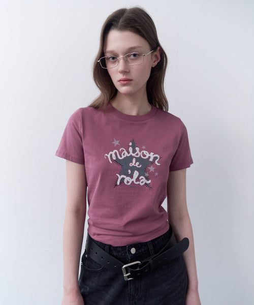 ROLAROLA MAISON DE ROLA STAR GRAPHIC T-SHIRT INDI PINK