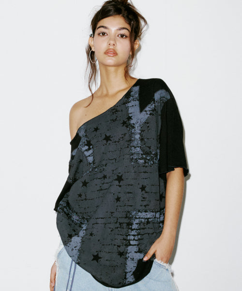 UNIONJACK OFF SHOULDER TEE BLACK - 2 COLORS