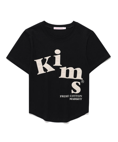 MESSY ALPHA APPLIQUE T-SHIRT BLACK