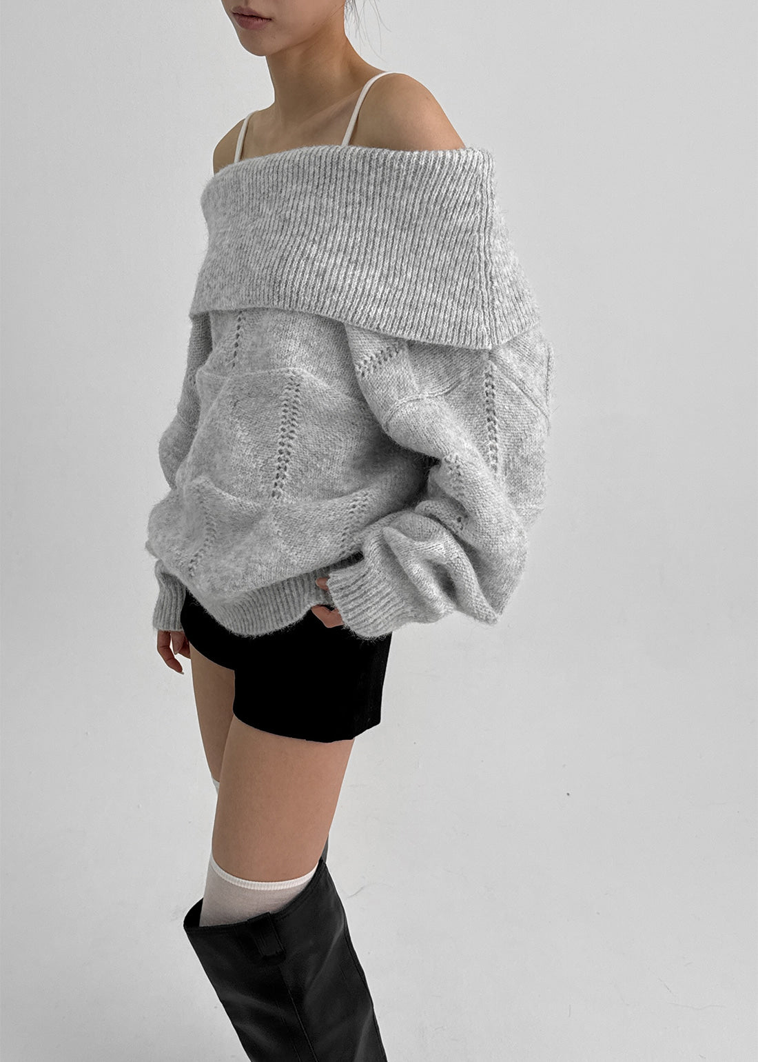 Kened Punching Off-Shoulder Wool Knit - 3 colors #H2H同款!