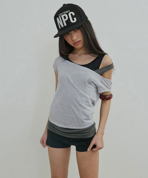 LAZY SLEEVELESS LAYERED TEE PALE - 3 COLORS GREY