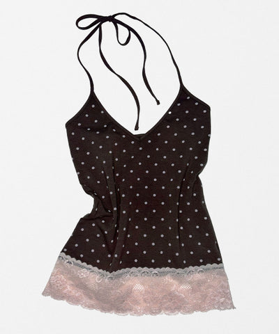 DOT LACE HALTER TOP - 3 COLORS