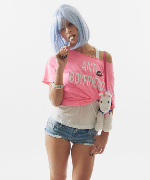 ANTI BOYFRIEND TEE NEON - 3 COLORS PINK