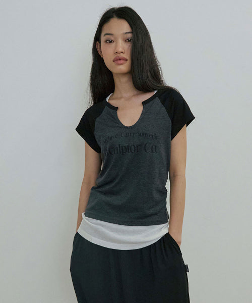 ARCHIVE RAGLAN TEE - 3 COLORS CHARCOAL