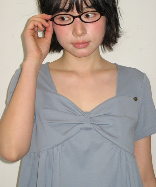 KNOT RIBBON A LINE T SHIRT - 3 COLORS BLUE