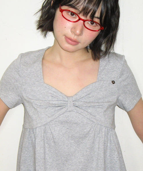 KNOT RIBBON A LINE T SHIRT - 3 COLORS GREY