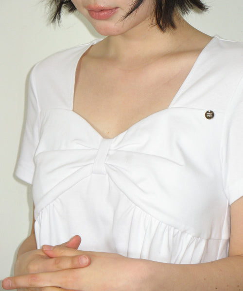 KNOT RIBBON A LINE T SHIRT - 3 COLORS WHITE