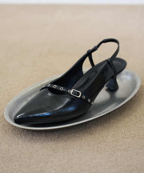 LEA BUCKLE STRAP SLINGBACK BLACK