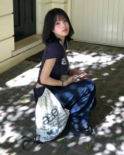 WEB LOGO STELLA GYM SACK - 2 COLORS IVORY
