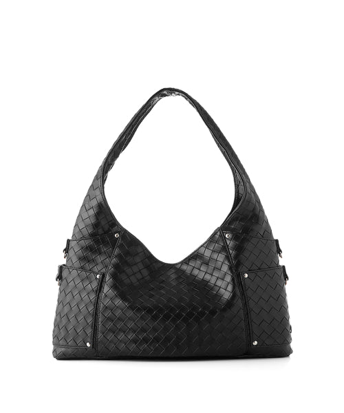 MAREN MIDDLE SHOULDER BAG - 6 COLORS WEAVING BLACK