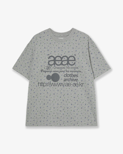 WEB LOGO FLOWER T SHIRTS - 2 COLORS MELANGE GREY