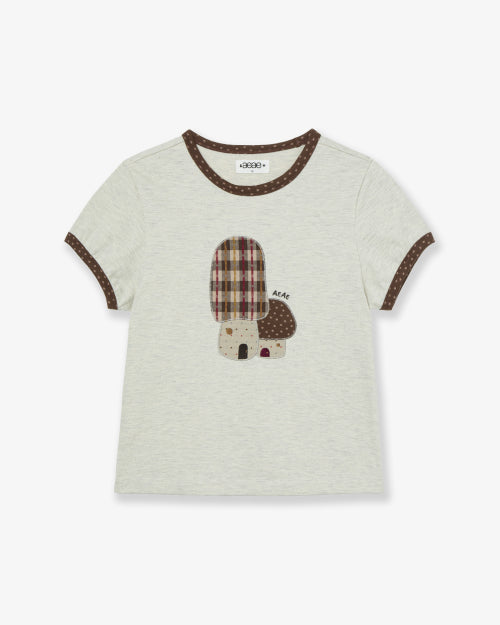 MUSHROOM APPLIQUE TEE - 2 COLORS OATMEAL