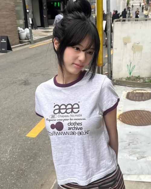 WEB LOGO RINGER TEE - 3 COLORS LIGHT GREY