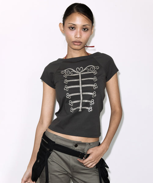 (WHITE MELANGE) F26QB082 - 2 COLORS CHARCOAL