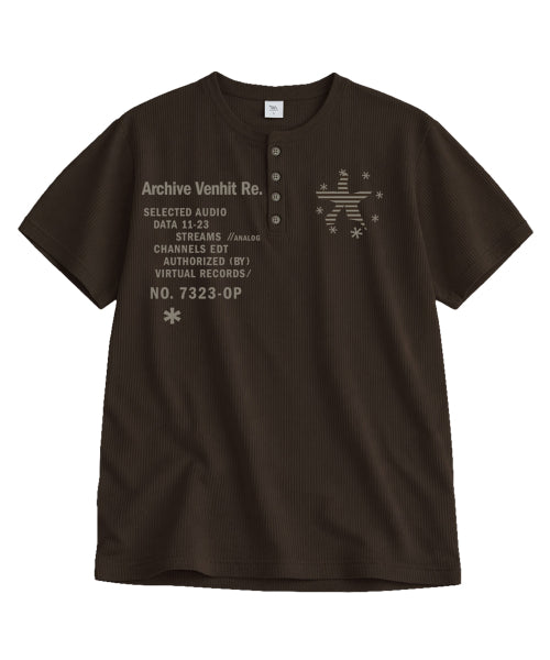 STARFISH HENLEY NECK WAFFLE TEE - 3 COLORS IVORY