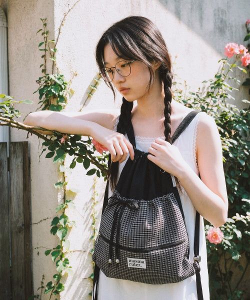 RIBBON GYM SACK - 4 COLORS BLACK