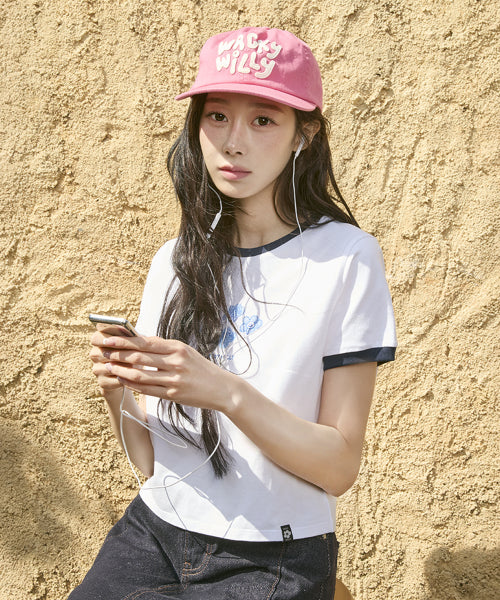 RINGER GRAPHIC CROP SHORT SLEEVE T-SHIRT #GISELLE同款! - 2 COLORS WHITE