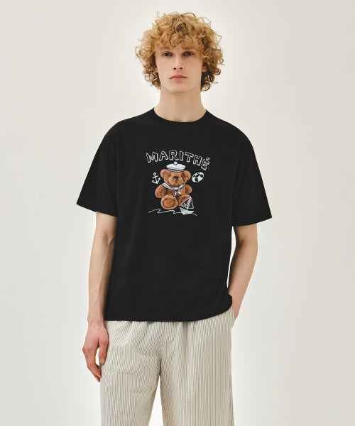MARINE DRAWING DOODLE GRAPHIC TEE LIGHT HEATHER - 3 COLORS BLACK