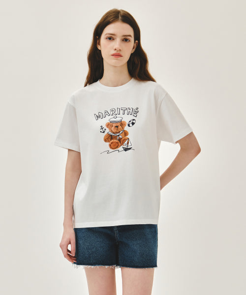 MARINE DRAWING DOODLE GRAPHIC TEE - 3 COLORS WHITE