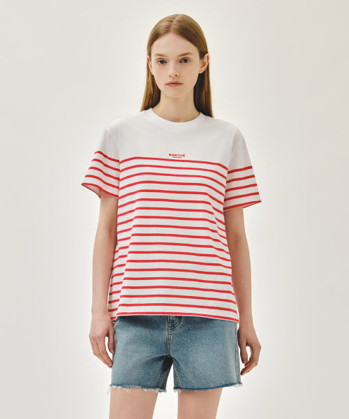 BLOCK STRIPE TEE - 3 COLORS RED