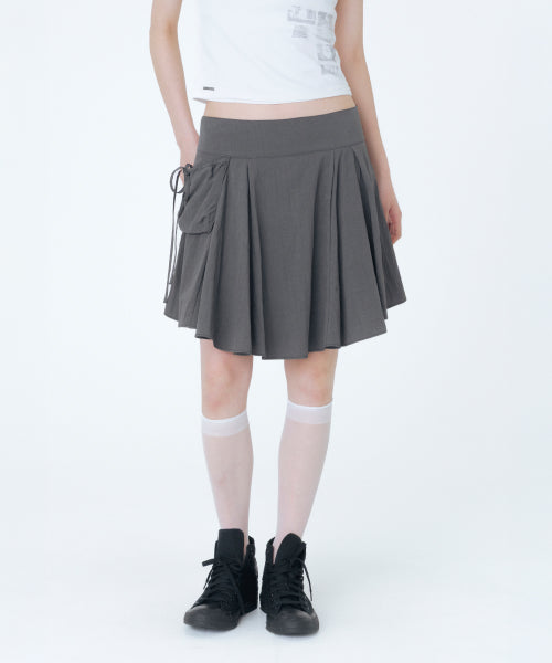 DRAPED SIDE POCKET MIDI SKIRT #REI同款! - 2 COLORS CHARCOAL