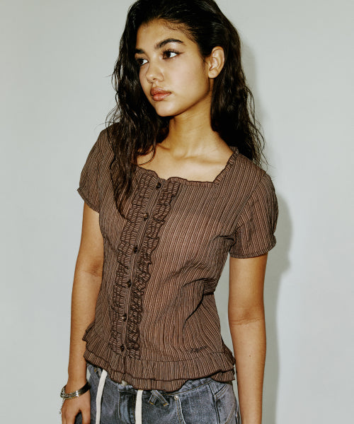 SQUARE BLOUSE BROWN - 2 COLORS