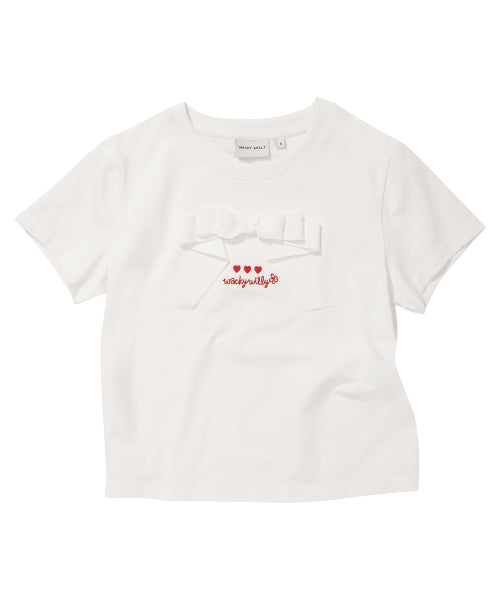 RIBBON SHORT SLEEVE T-SHIRT #GISELLE同款! - 2 COLORS WHITE