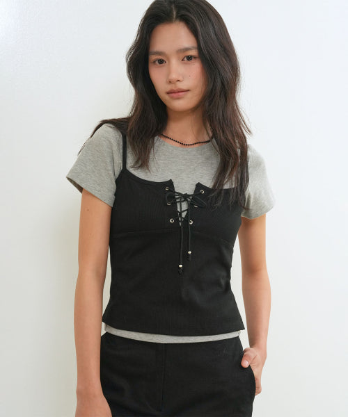 EYELET SLEEVELESS - 3 COLORS BLACK