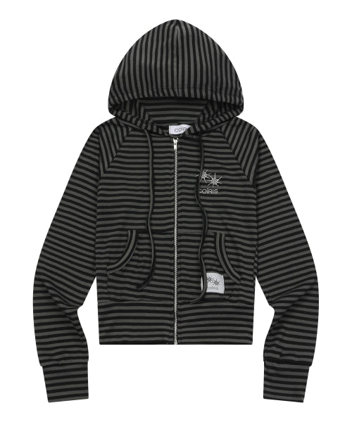 STRIPE SLIM HOODIE CHARCOAL