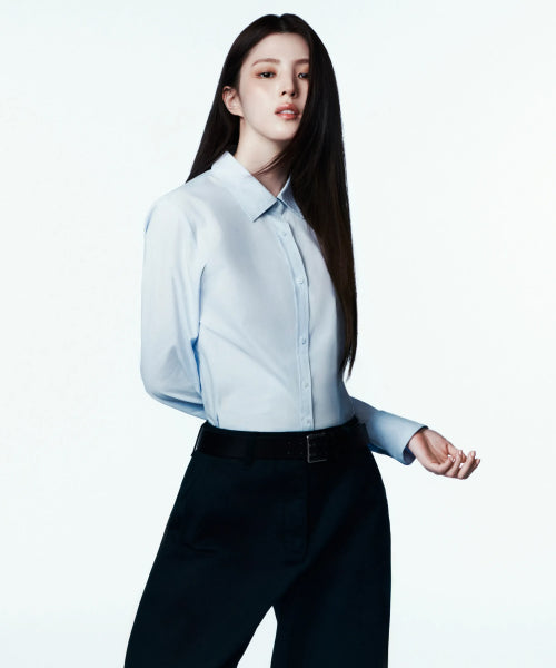 WOMENS REGULAR WASHED POPLIN SHIRT #韓韶禧同款! - 6 COLORS BLUE
