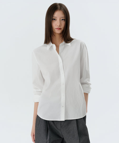 WOMENS REGULAR WASHED POPLIN SHIRT #韓韶禧同款! - 6 COLORS WHITE