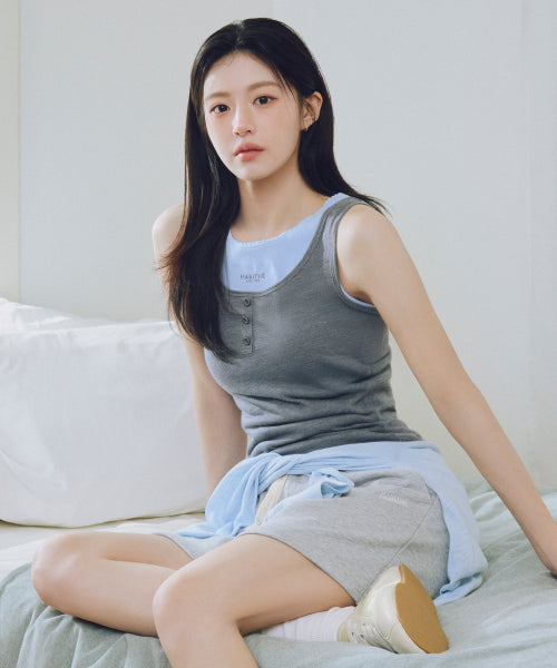 W LAYERED SLEEVELESS HEATHER CHARCOAL