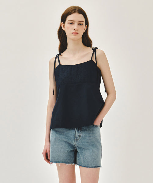 W PINTUCK CAMISOLE BLOUSE - 3 COLORS NAVY