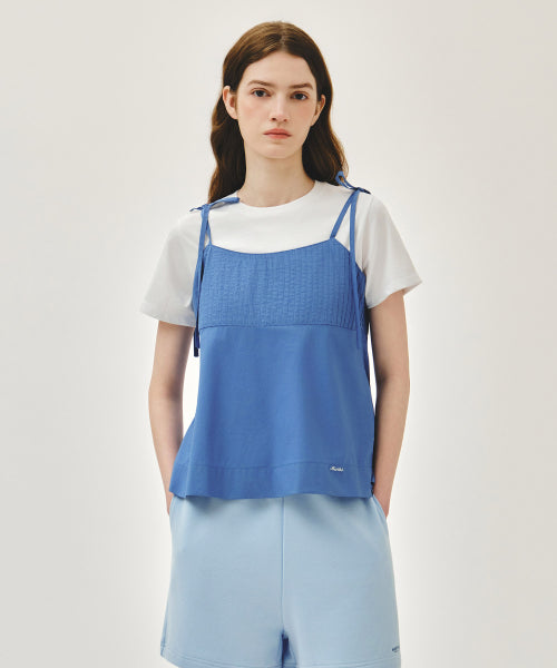 W PINTUCK CAMISOLE BLOUSE - 3 COLORS BLUE
